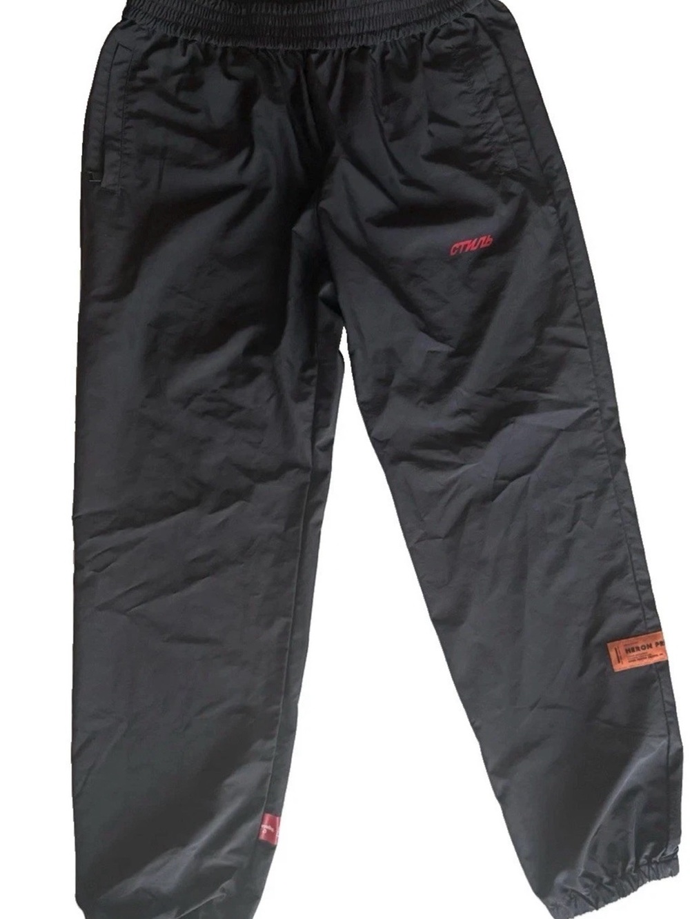 Heron Preston Black Sweatpants with Red Logo Accent
